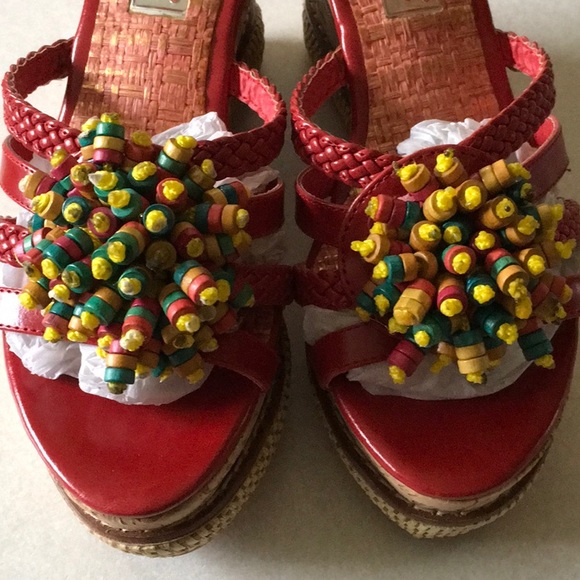 NWB Two Lips “Pammy” Red Cork Wedges - Picture 7 of 8